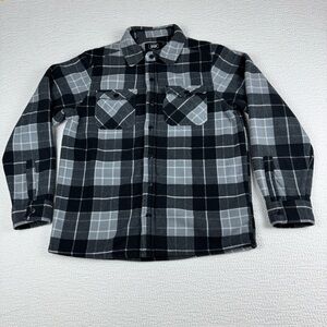 Men's Black and Gray Plaid Button-Down Shirt